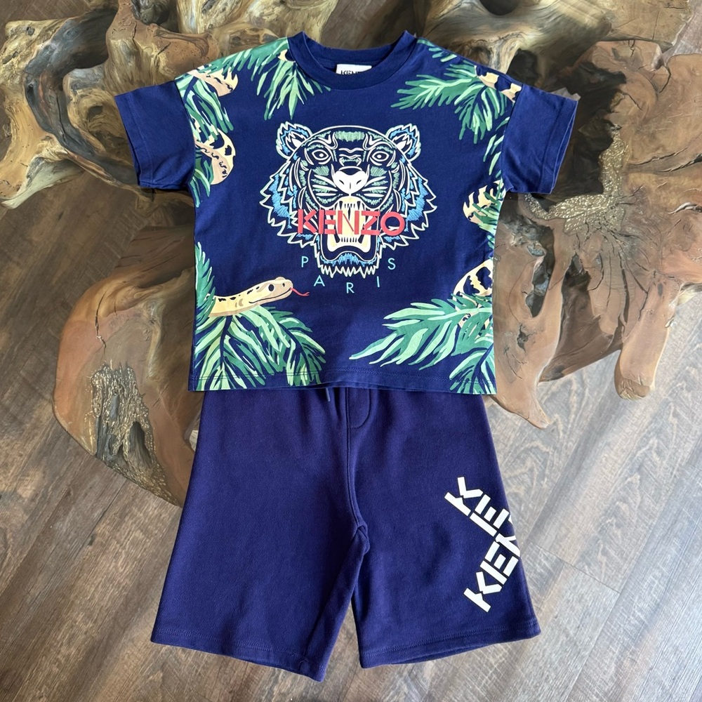 Kenzo Kids - Navy Blue Tiger T-Shirt and Shorts Set